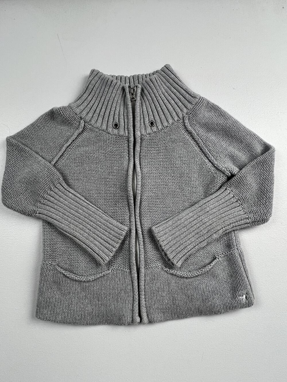 American Eagle Outfitters Sweater Girls Medium Youth Gray Full Zip Mock Neck